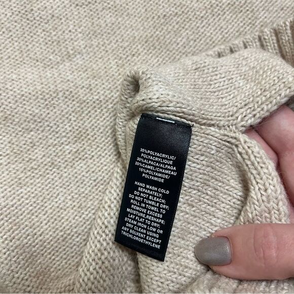 Lafayette 148 New York Camel Alpaca V-Neck Pullover Sweater Size S - Picture 4 of 6